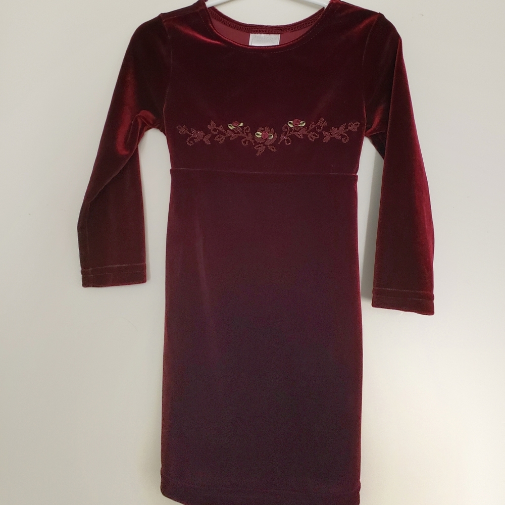 Perfectly Dressed - Burgundy Velvet Toddler Dress 3T